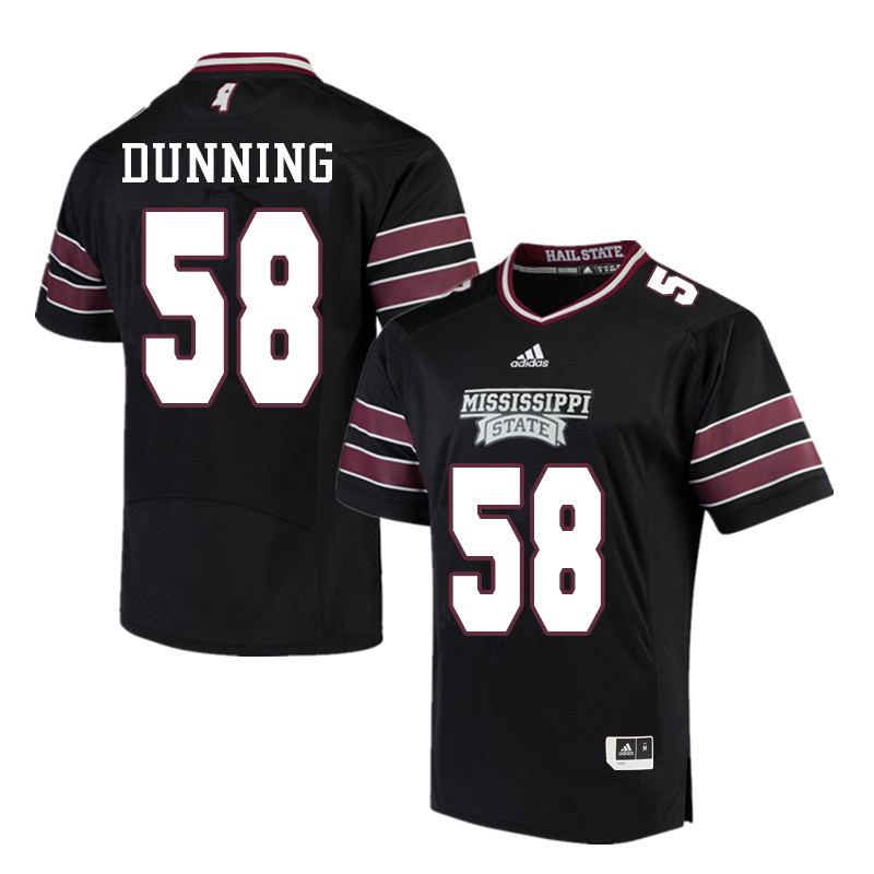 Men #58 Tyler Dunning Mississippi State Bulldogs College Football Jerseys Sale-Black
